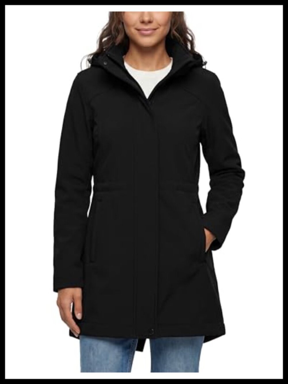 Women's Waterproof Fleece Lined Softshell Winter Jacket with Detachable Hood